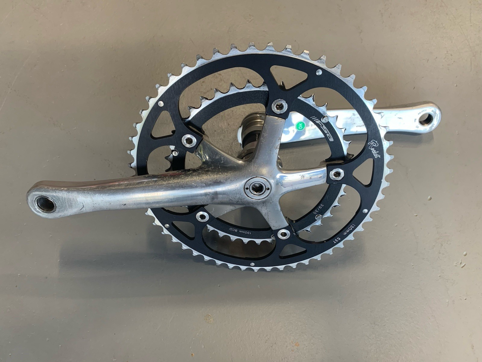 Shimano Dura-ace Double Crankset 175mm Aluminum Silver Road Bike with Chainrings
