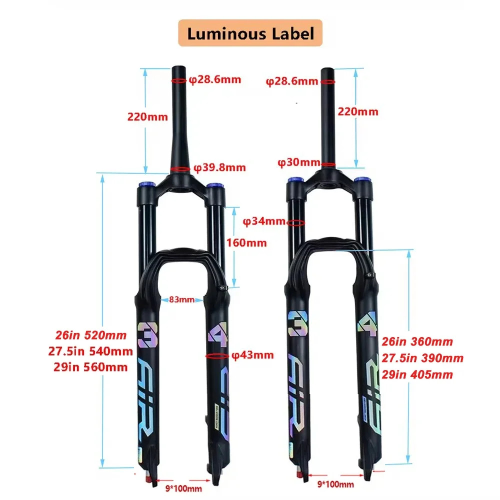 26 27.5 29inch MTB Bicycle 160mm Travel Quick Release/Thru Axle Damping Fork