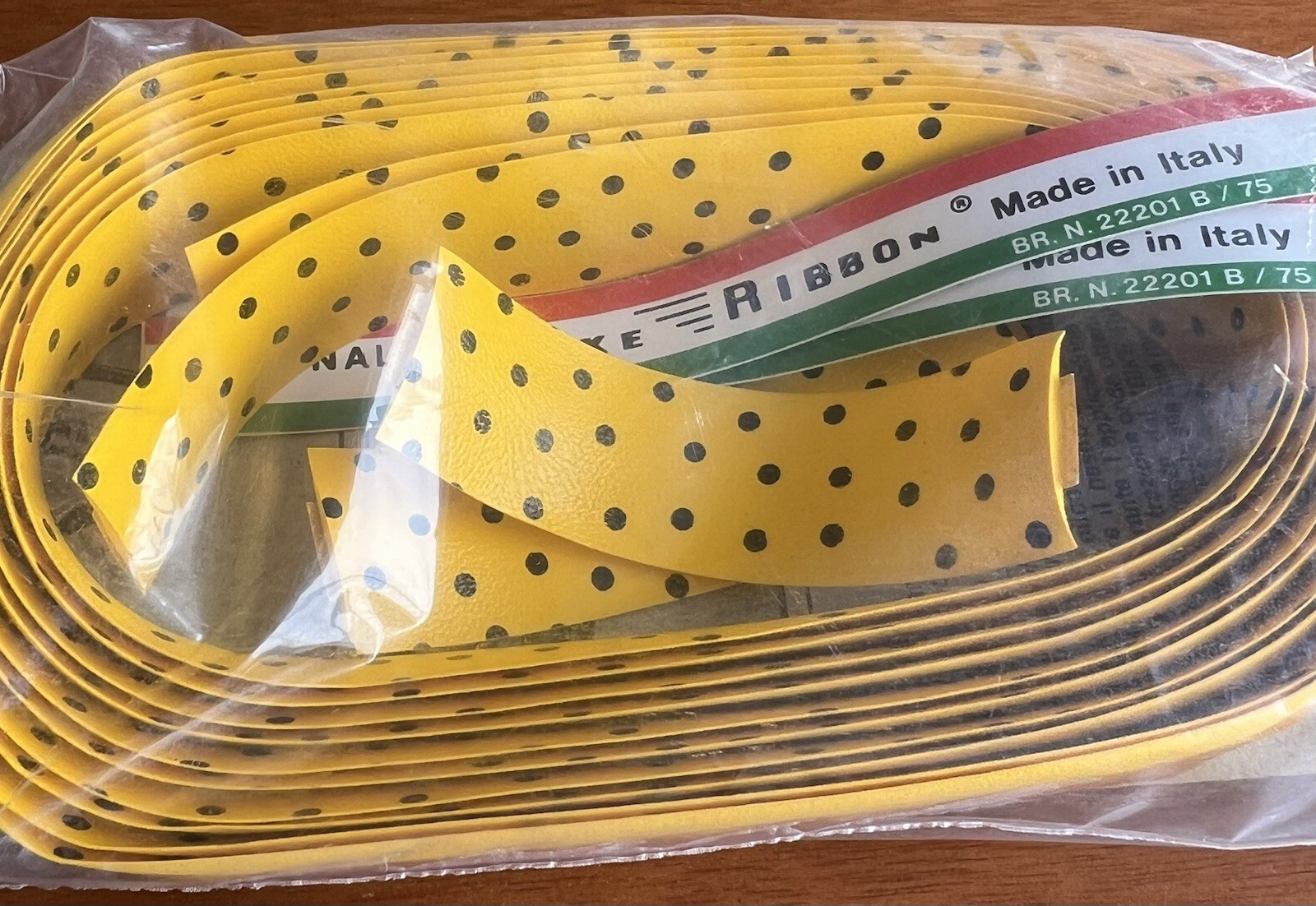 NEW/NOS Vintage Ambrosio Bike Ribbon Handlebar Tape – Yellow/Black Polka Dot