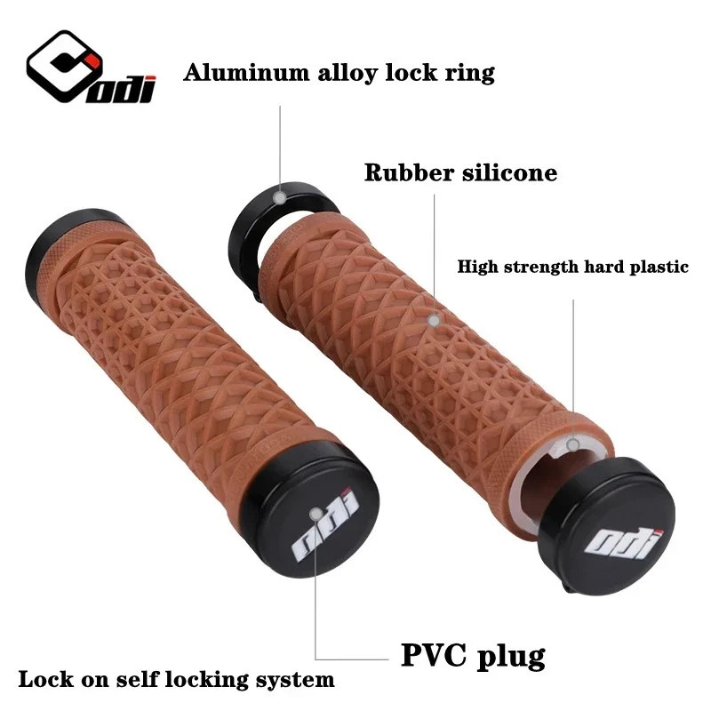 Van Bicycle Handlebar Grips Lock-On Anti-slip Shock Absorption Double Lock Ring