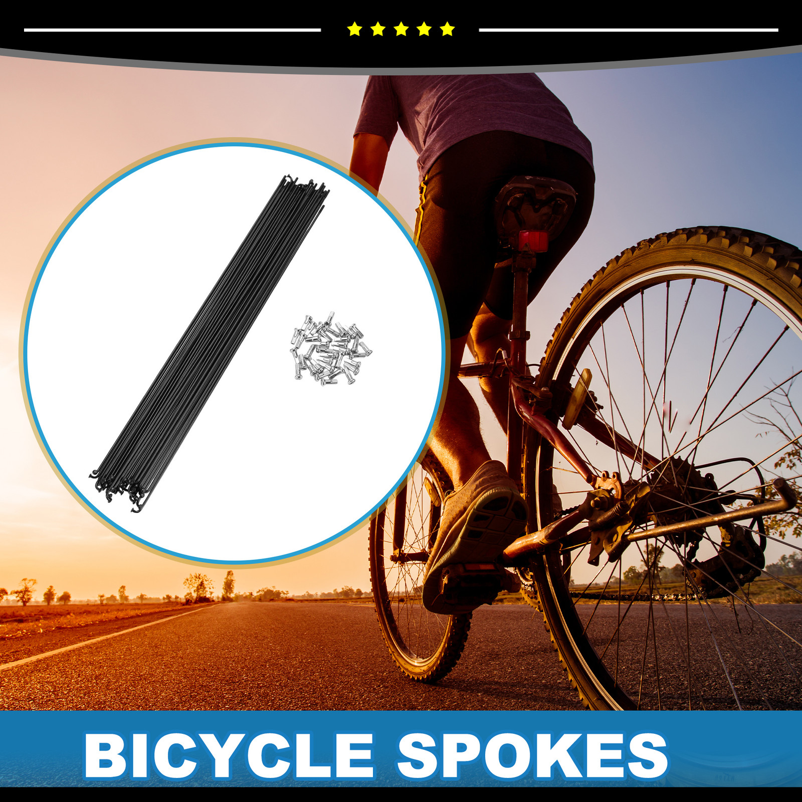 Universal Piece of 36 Bike Bicycle Spokes 14G 285MM Steel Black