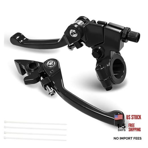 Dirt Bike Folding Clutch Brake Lever Set – 7/8″ (22mm) Aluminum Levers Black