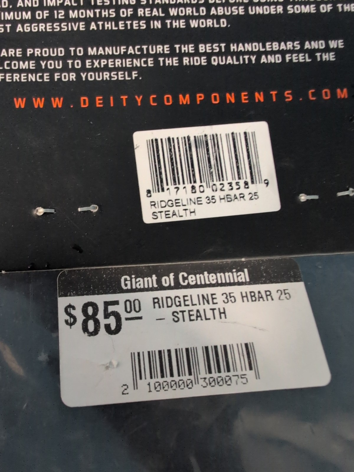 NEW Deity Ridgeline 25 Riser Bar 35/800mm – Gray. Brand New NOS.