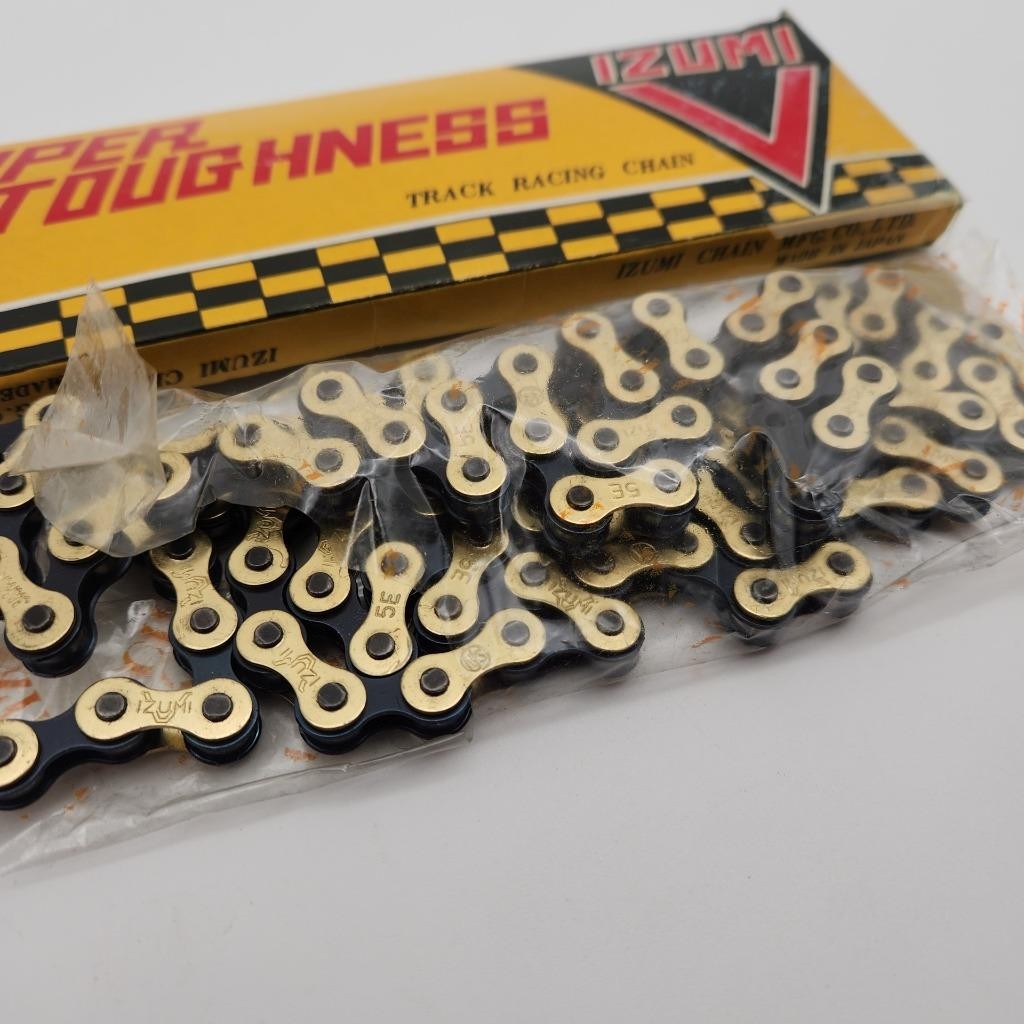 Izumi V Super Toughness Gold & Black 1/8″ Fixed-Gear Track Bike Chain NJS OPEN
