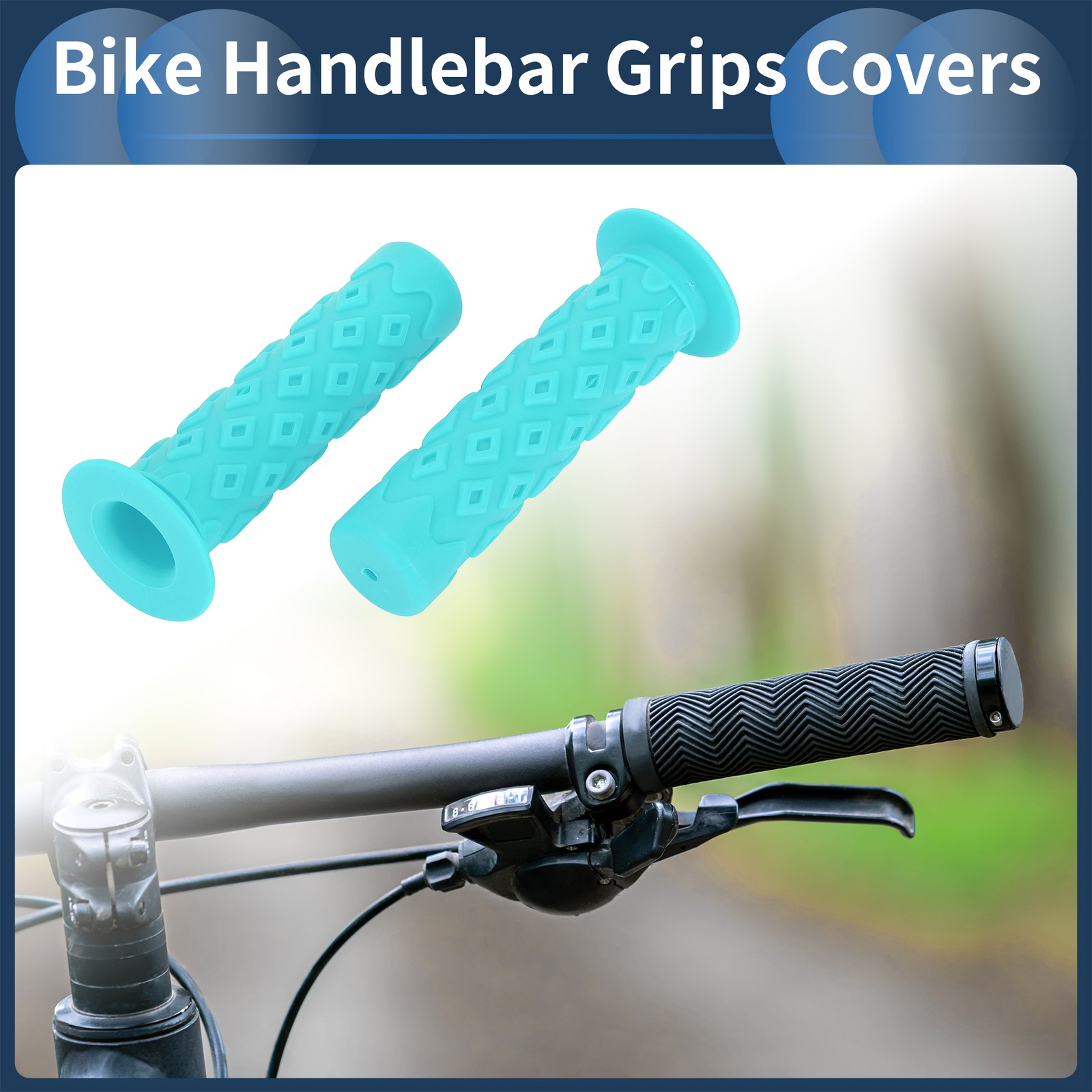 Bike Handlebar Grips Cover 120mm End Grip Protector Rubber Blue Universal 1 Pair