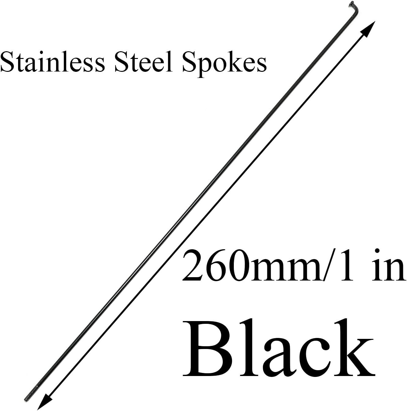 12pcs Black 304 Stainless Steel Spokes and Nipples 260mm Mountain Bike/Road Bike