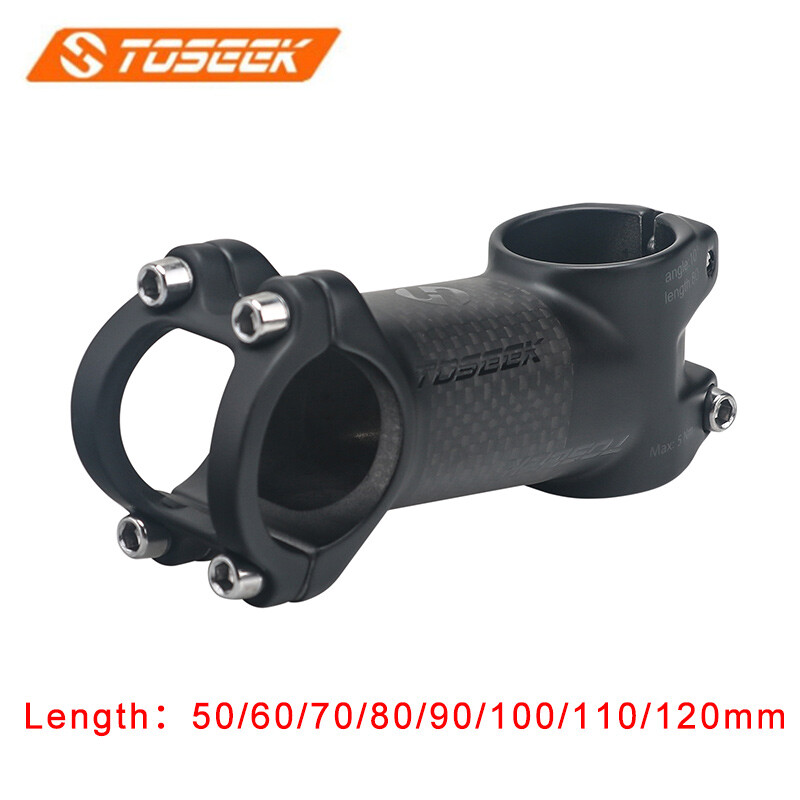 TOSEEK Bicycle Carbon Stem 10/17/25/35 Degree Road Cycling Handlebar Accessory