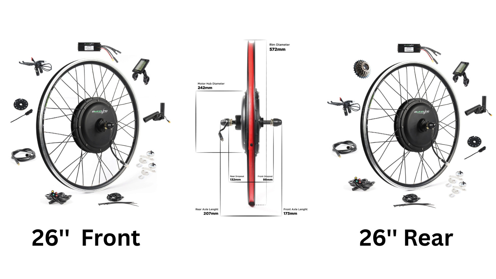 eBikeling Waterproof 48V 1200W Direct Drive Motor Electric Ebike Conversion Kit