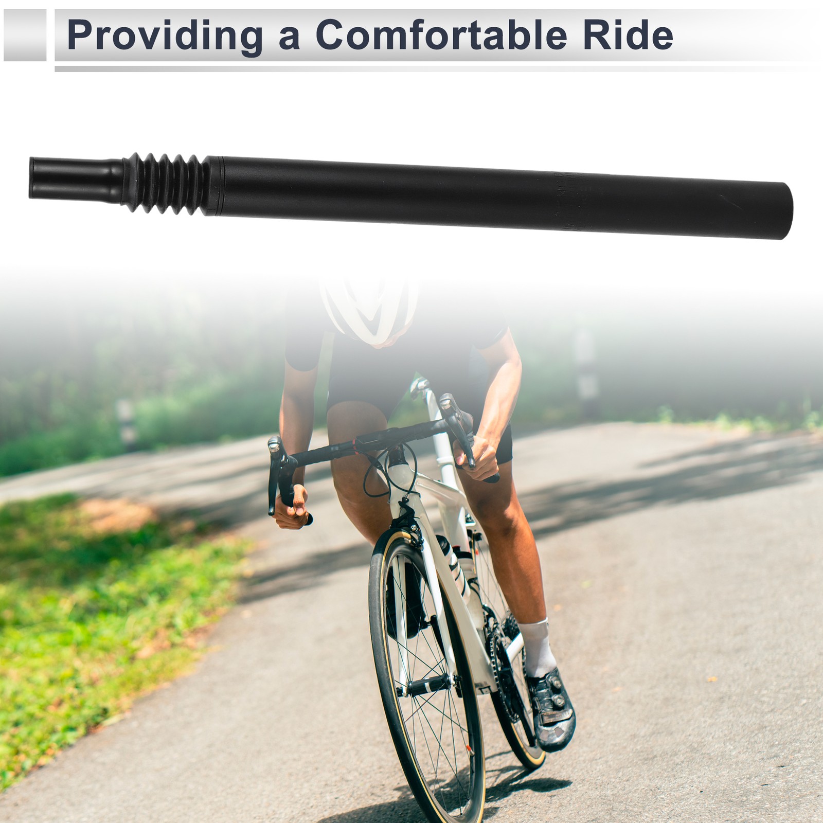 Bike Seat Posts 33.9x400mm Shock-absorbing Saddle Post Seat Black Aluminum Alloy