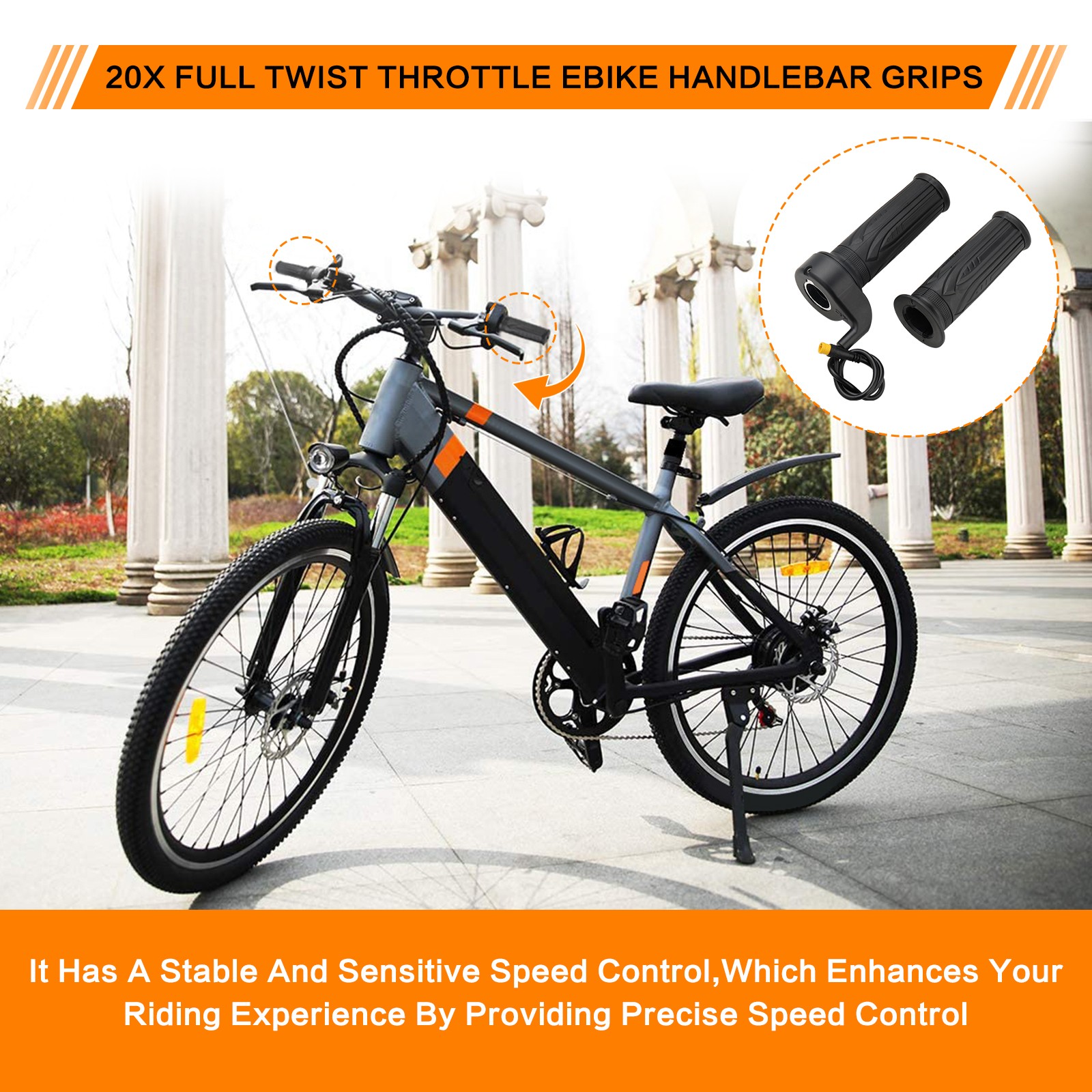 3 Pin Full Twist Throttle Handlebar Grip 12V-72V For Electric Bicycle Scooter