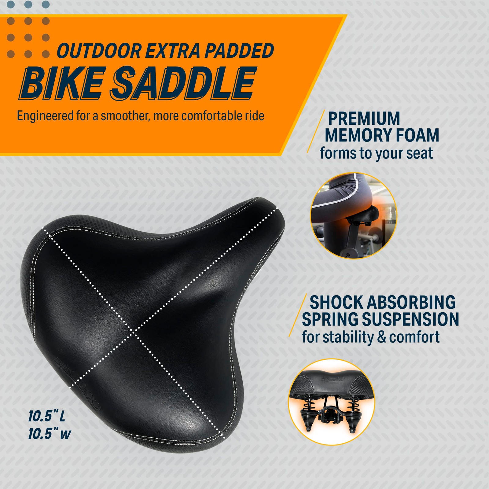 Bikeroo Extra Wide Bike Seat Comfortable Replacement Saddle for All Riders