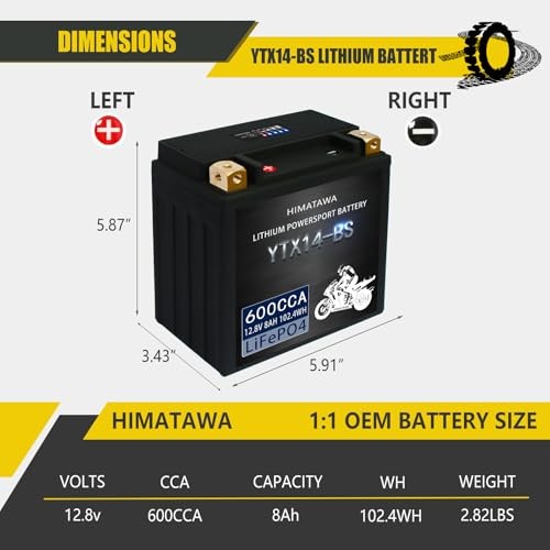 YTX14-BS Lithium Battery,12V 600CCA 8Ah,High Performance for
