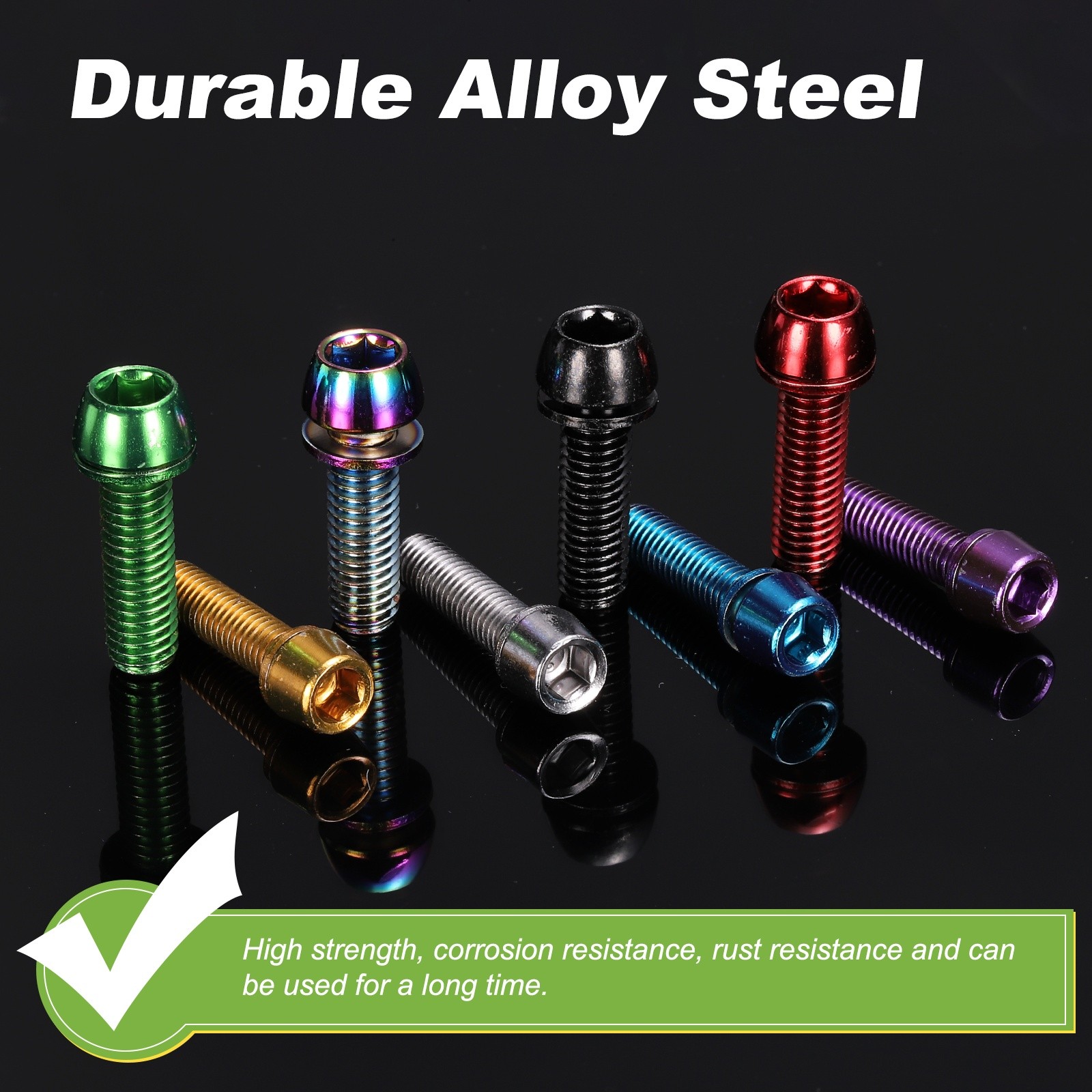 M6 x 20mm Bike Stem Bolts, 6pcs Tapered Bolts Screws for Bicycle Stem, Purple