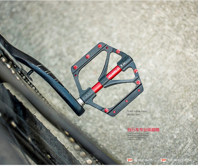 Aluminum titanum axle Road MTB Mountain Bike Bicycle Pedal Flat Pedals 3 Bearing