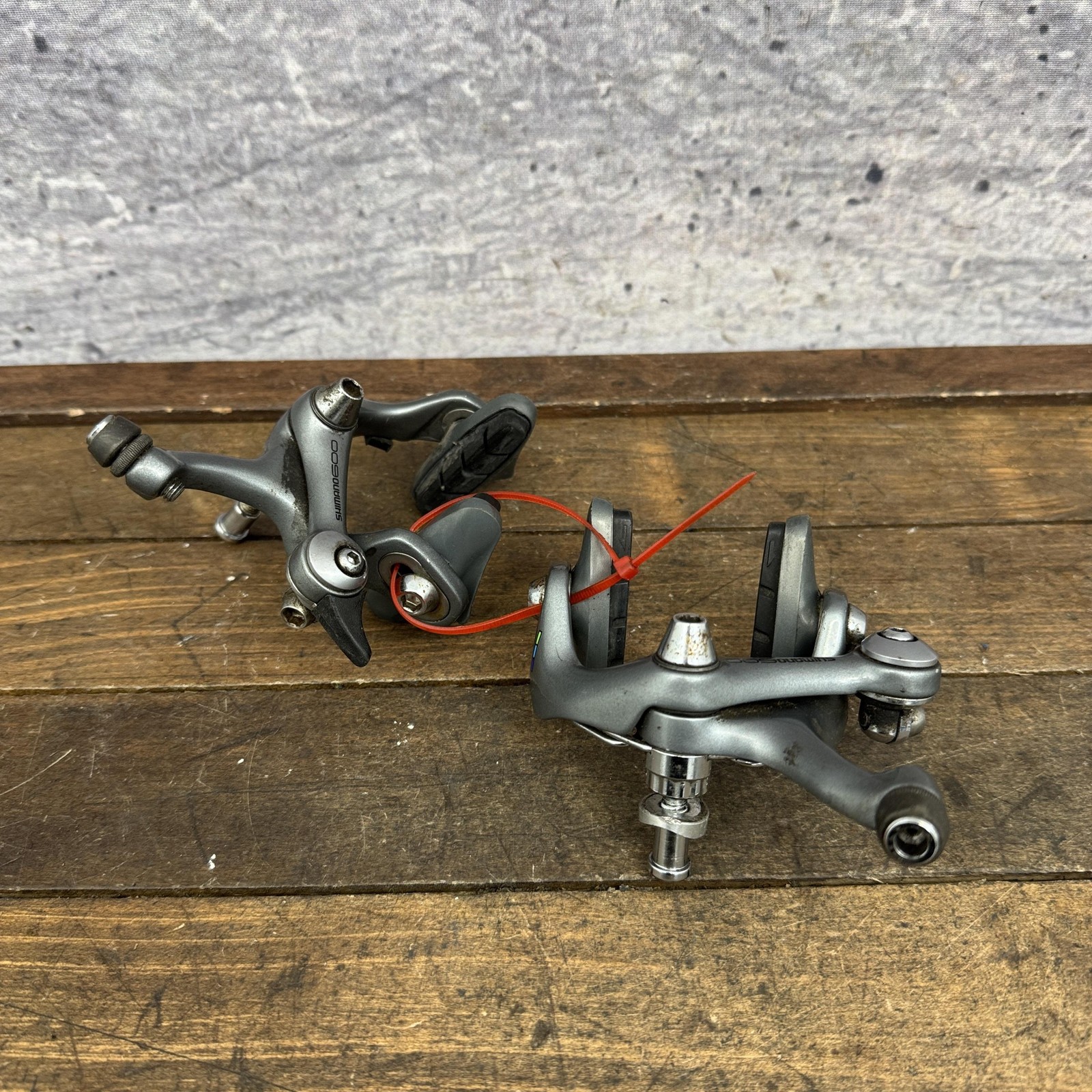 Vintage Shimano 600 BR-6400 Caliper Brake Set Gray Road F/R Japan Single Pivot