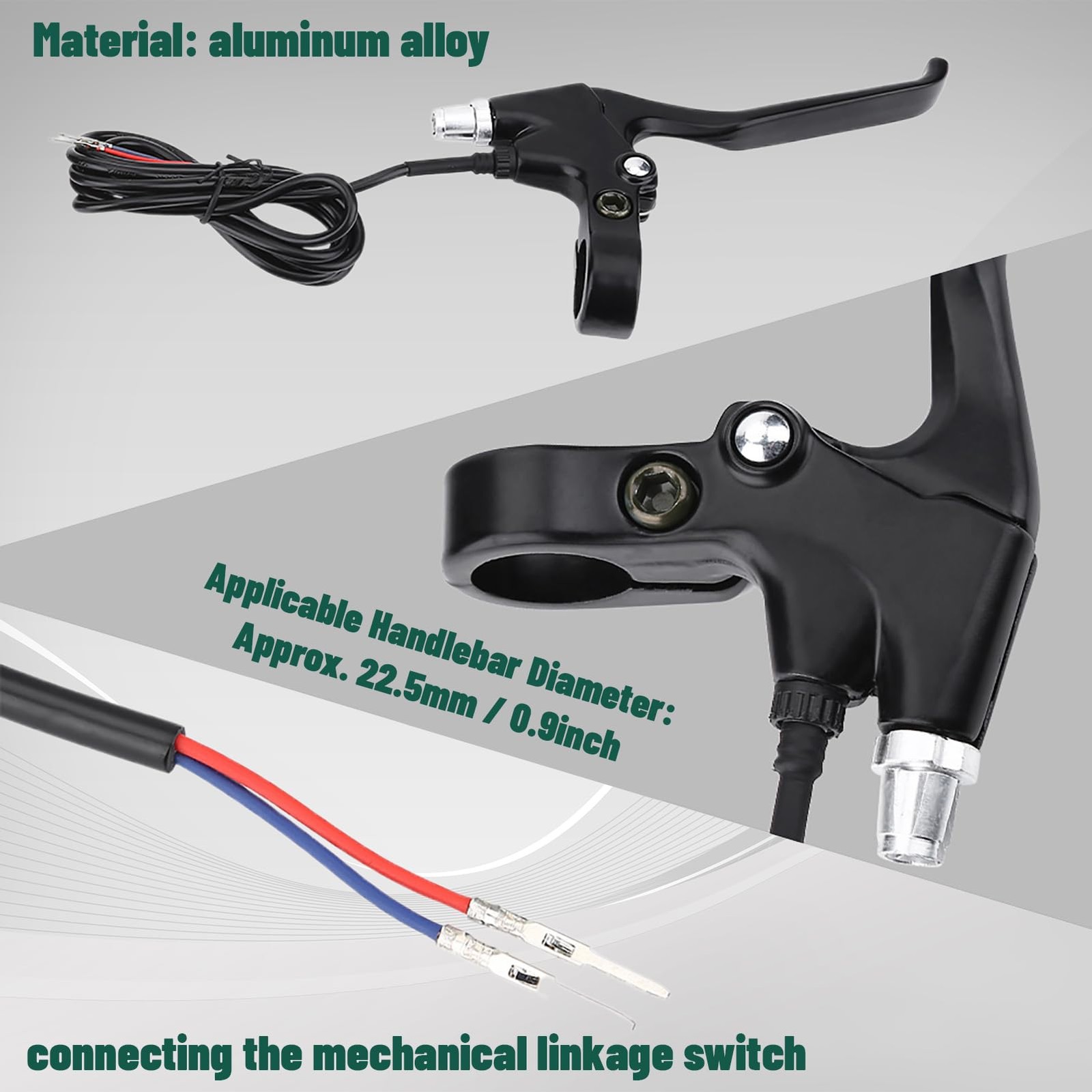 Brake Lever Set ,1 Pair Durable 2 Wires Left & Right E-Bike Electric Brake Lever
