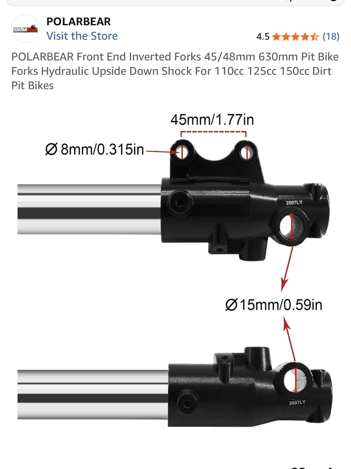 Front End Inverted Forks 45/48mm 630mm Pit Bike Forks Hydraulic Front Forks