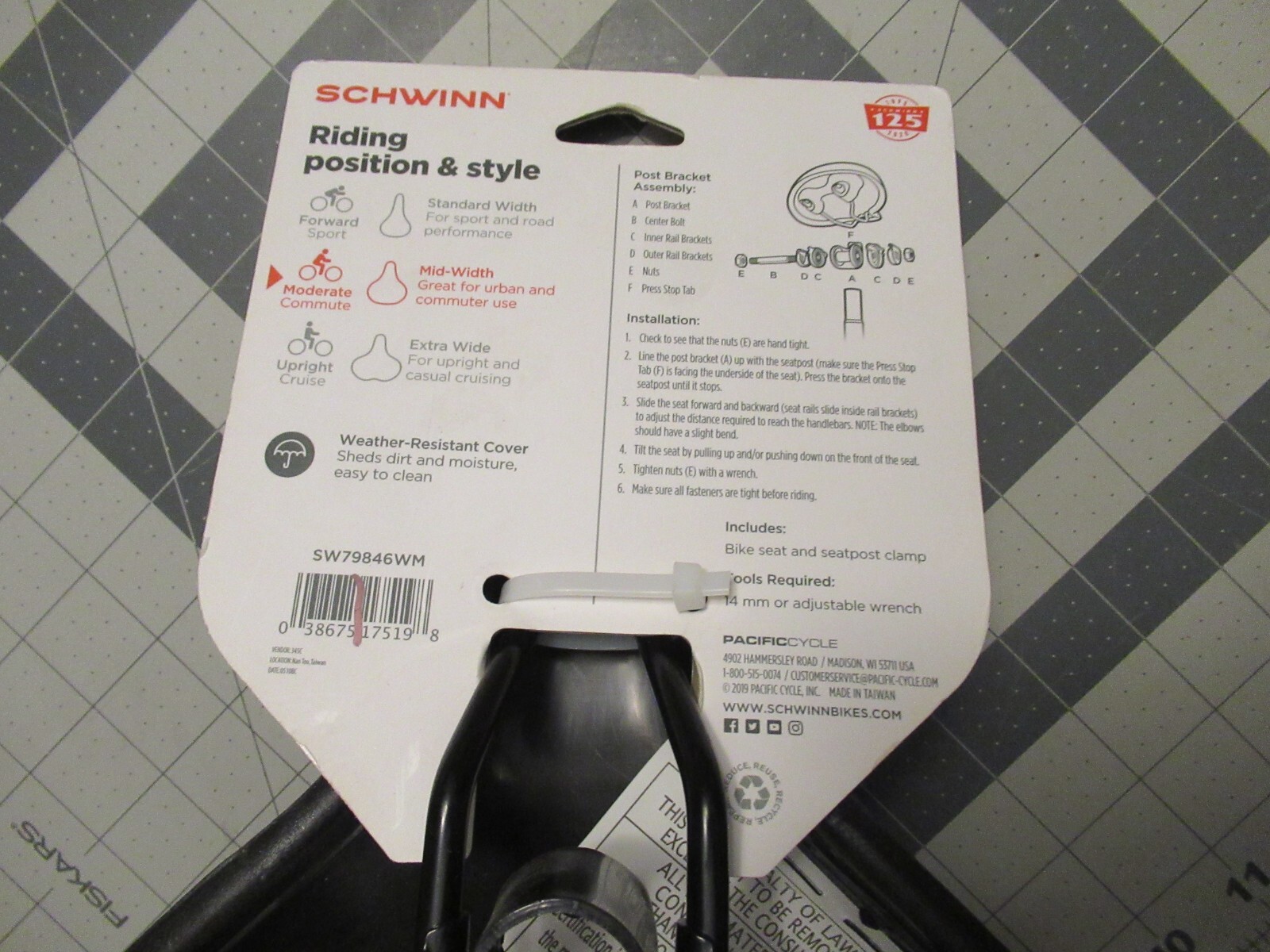 Schwinn Pathway Commute Bike Seat Soft Foam Padding