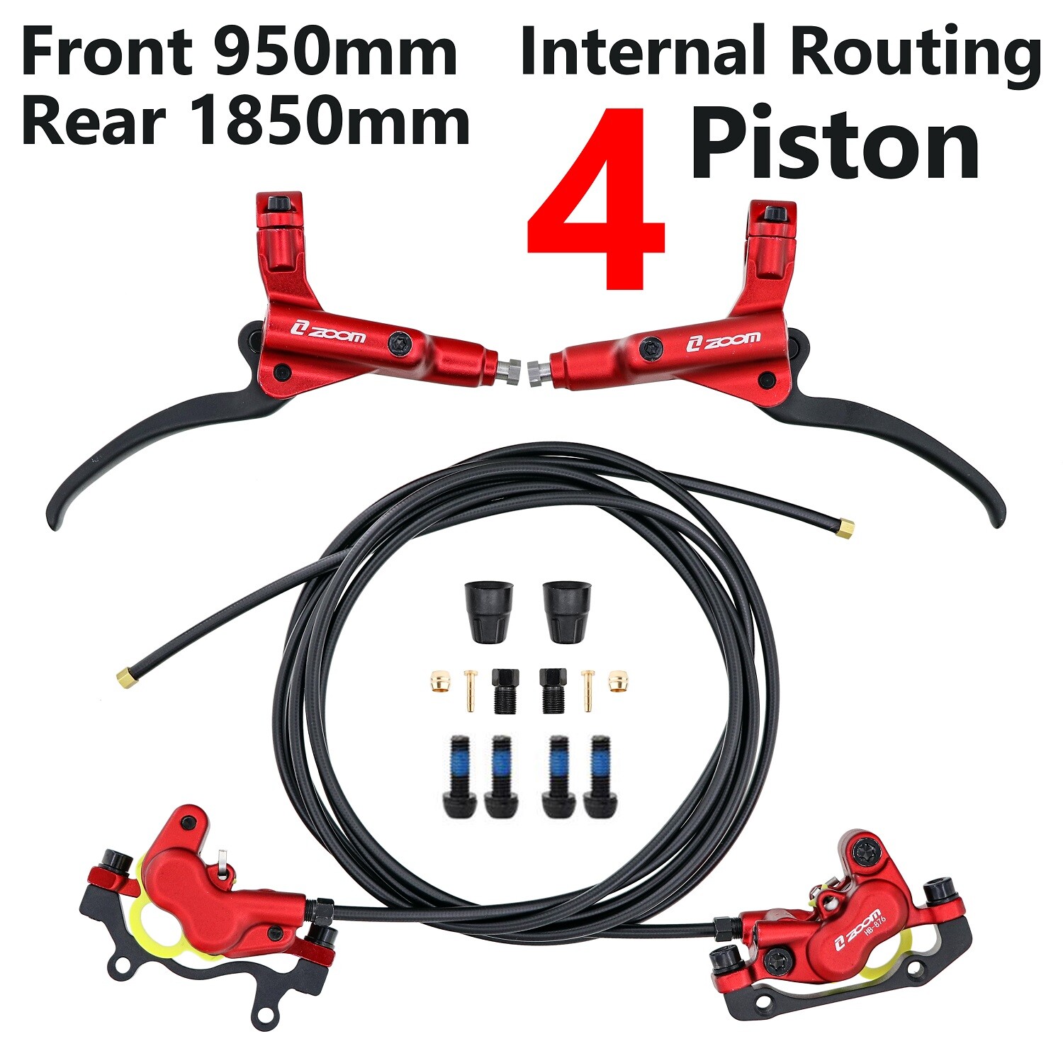 ZOOM HB876 MTB Bike 4-Piston MTB Hydraulic Disc Brake Set 850/1500MM