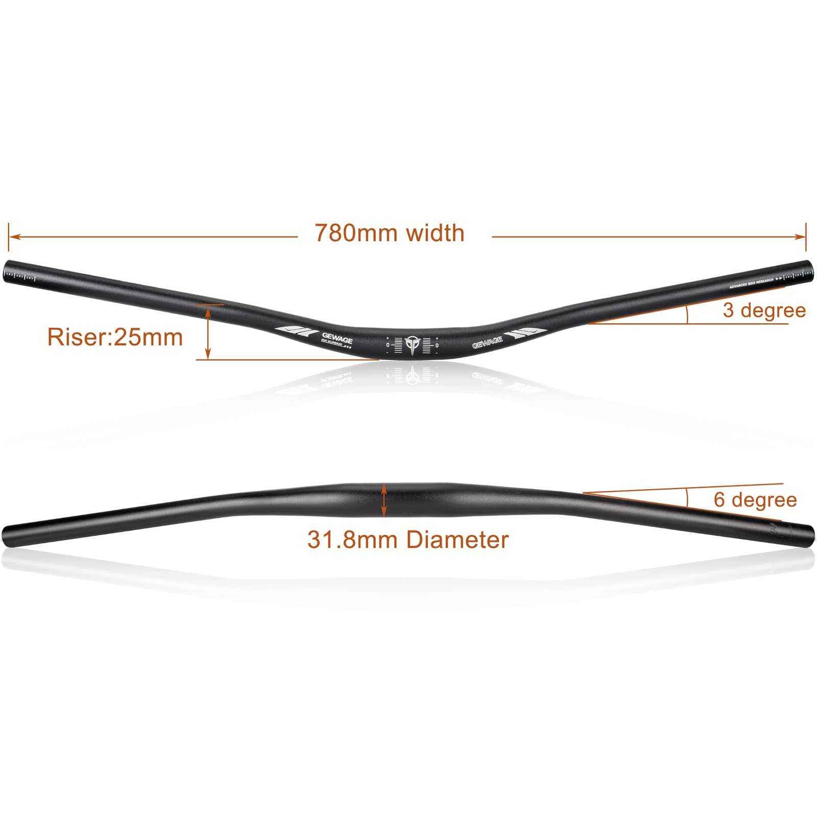 31.8 Bike Handlebar – 25mm, 55mm, 70mm, 90mm,120mm Riser Handlebar – 780mm Al…
