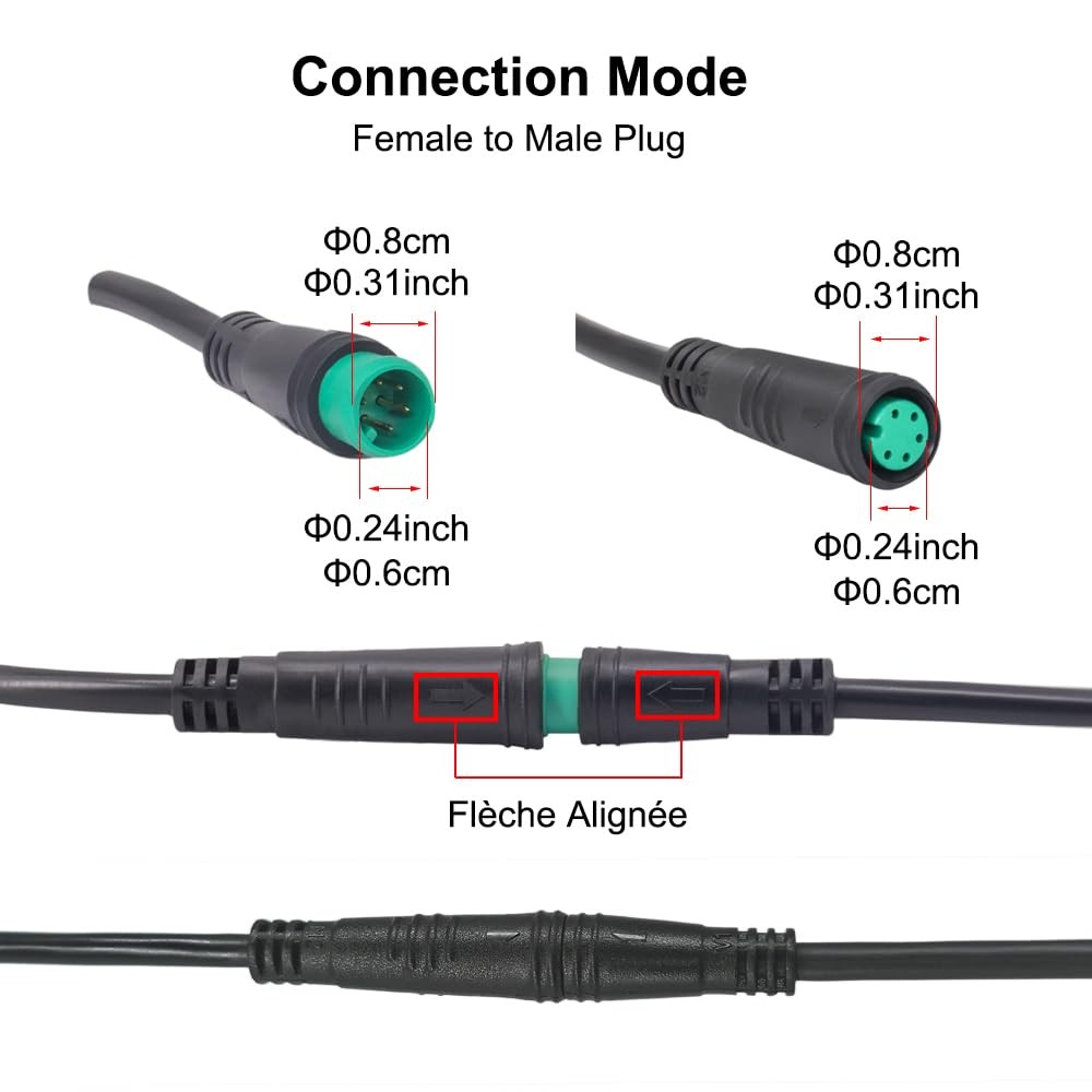 Ebike Extension Cable for Electric Bike Gear Sensor, Waterproof Connector 2 P…