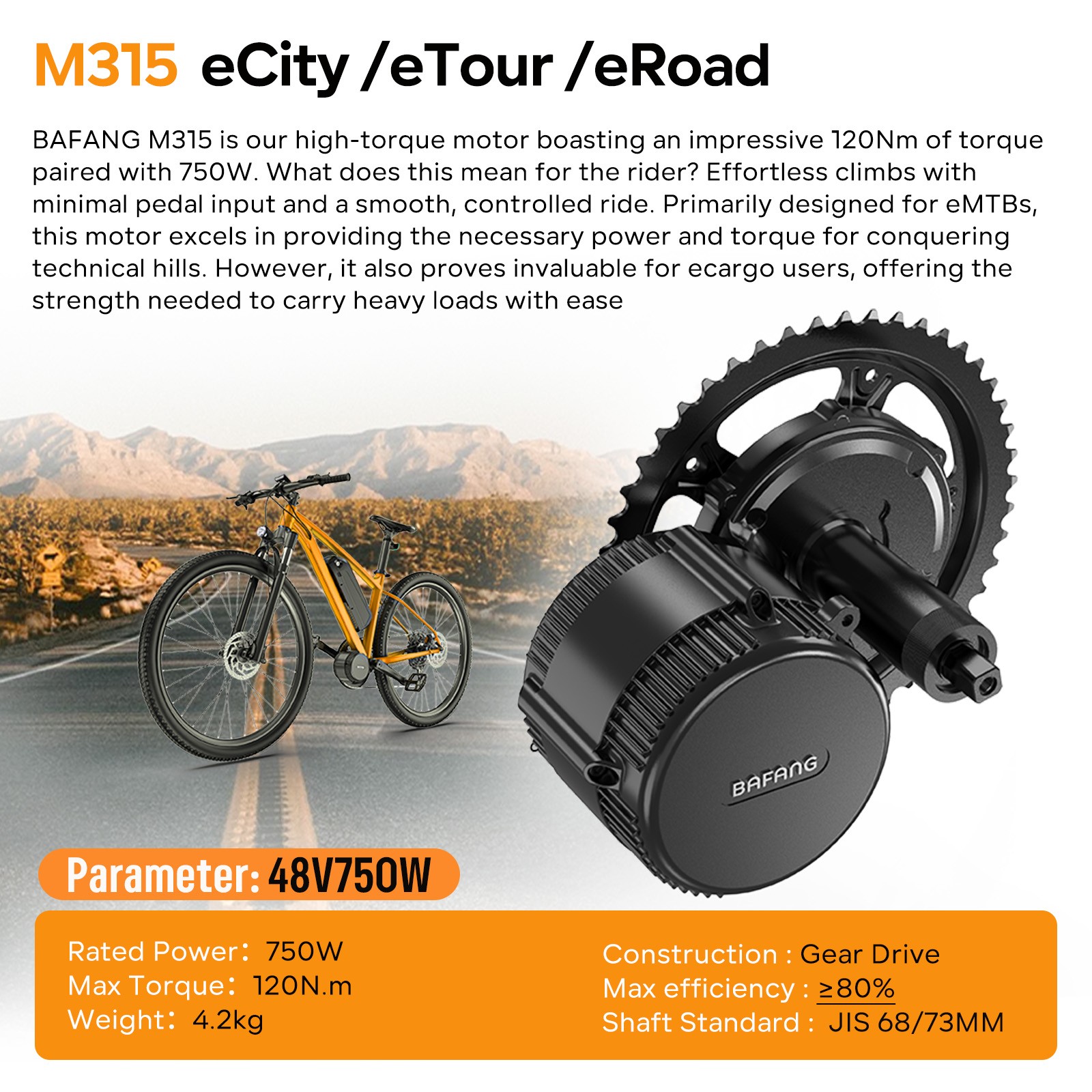 BAFANG 48V750W Mid Drive Motor BBS02B 68-73mm Electric Bike Conversion Kit USA