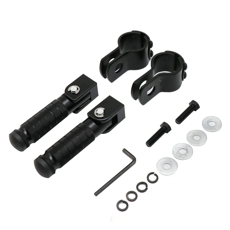 M8 Motorcycle Foot Rests Fit 1.22-1.29in Motorbike Brackets Foldable Foot Black