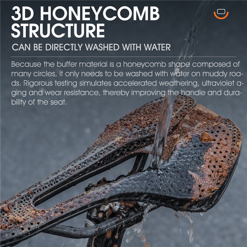 WEST BIKING Carbon Fiber 3D Printed Saddle Ultralight Road Bike Hollow Cushion