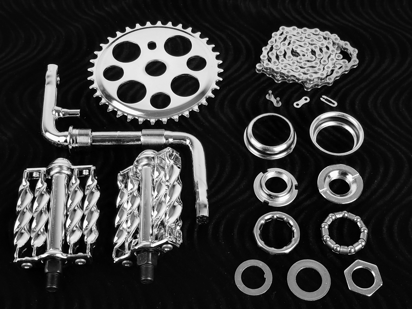OG LOWRIDER – Regular CRANK PKG – Lucky 7 Double Square Twisted Pedal Chrome