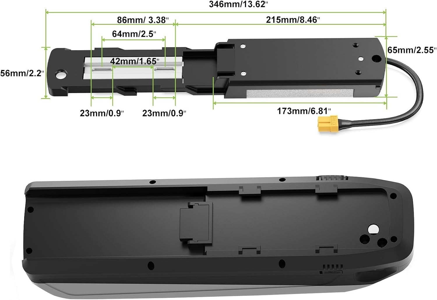 5/6 Pin Ebike Battery Mounting Plate for Hailong Shark 36V/48V/52V Electric