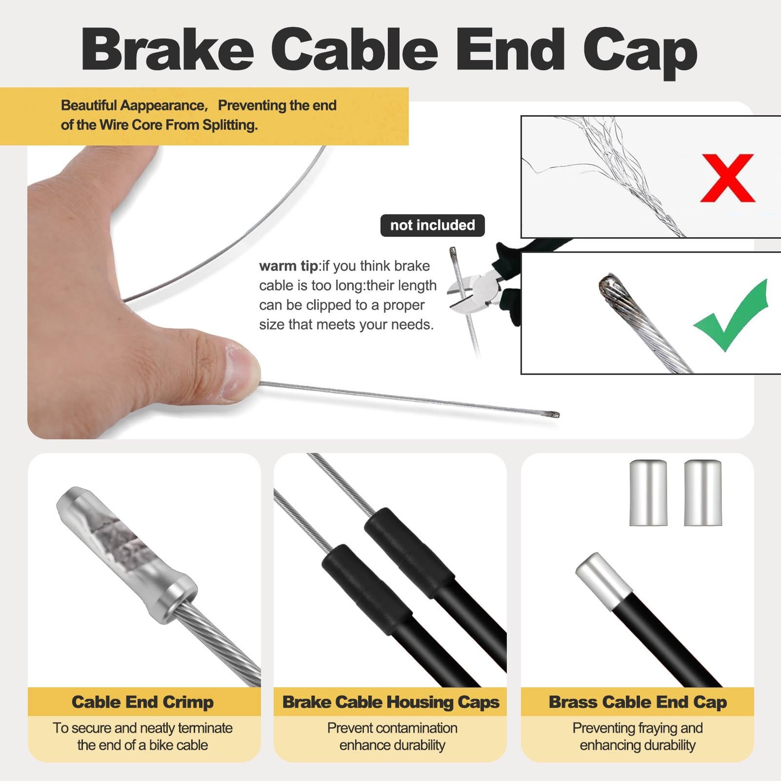 BMX Bike Gyro Brake Cables Front + Rear (Upper + Lower) with Spinner Rotor Compl