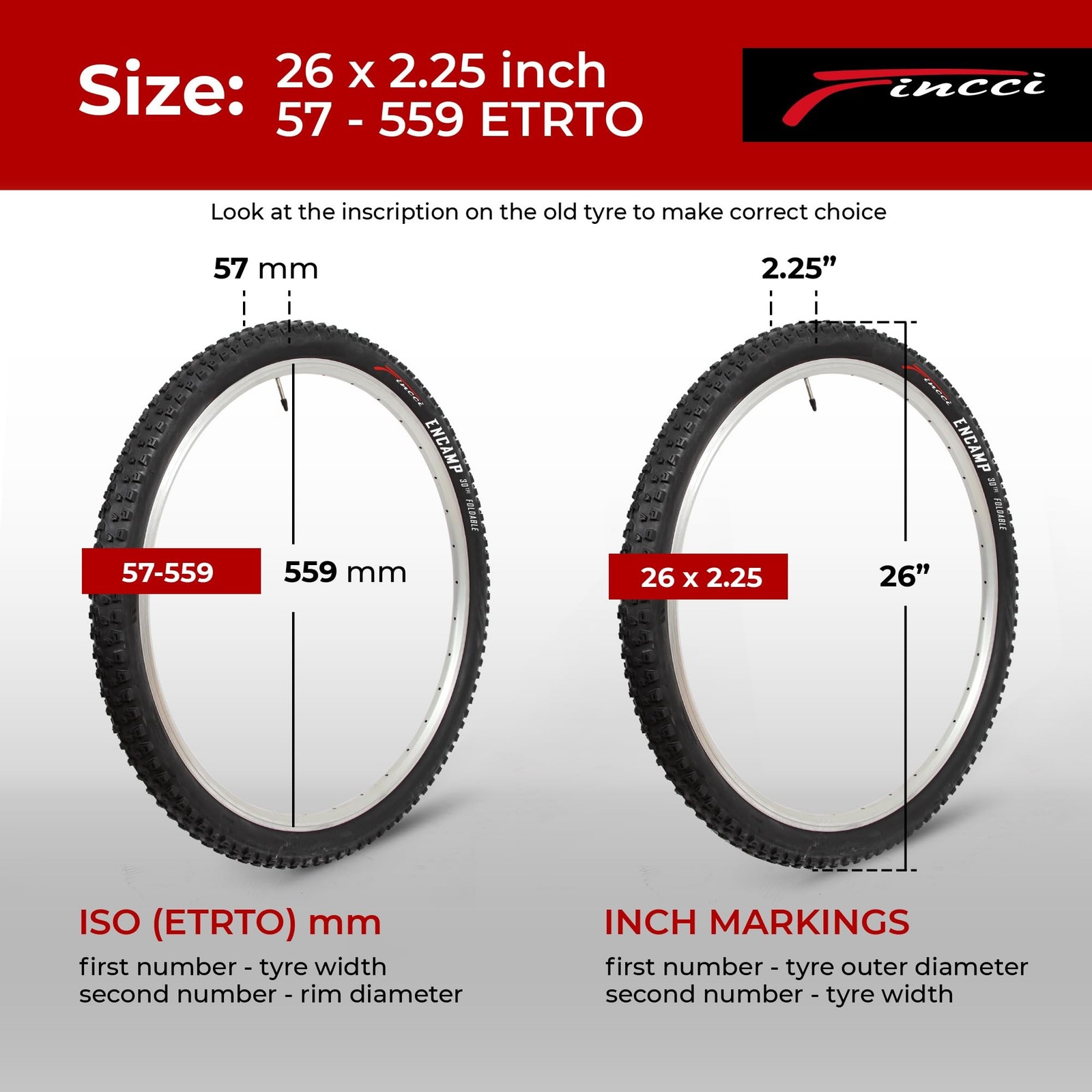Fincci Pair 26×2.25 Bike Tire – Mountain Bike Tires 26 Inch, 57-559 – Black F…