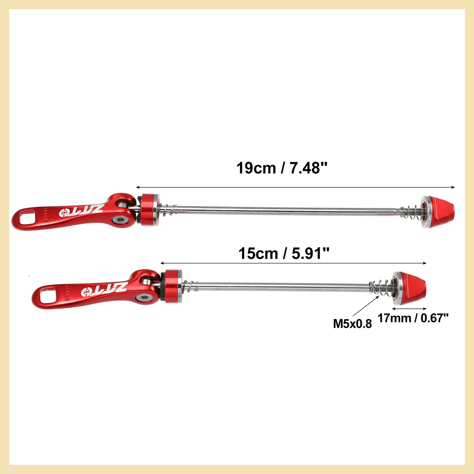 Bicycle Bike Quick Release Axles Skewers Lever Front Rear 150mm 190mm Red