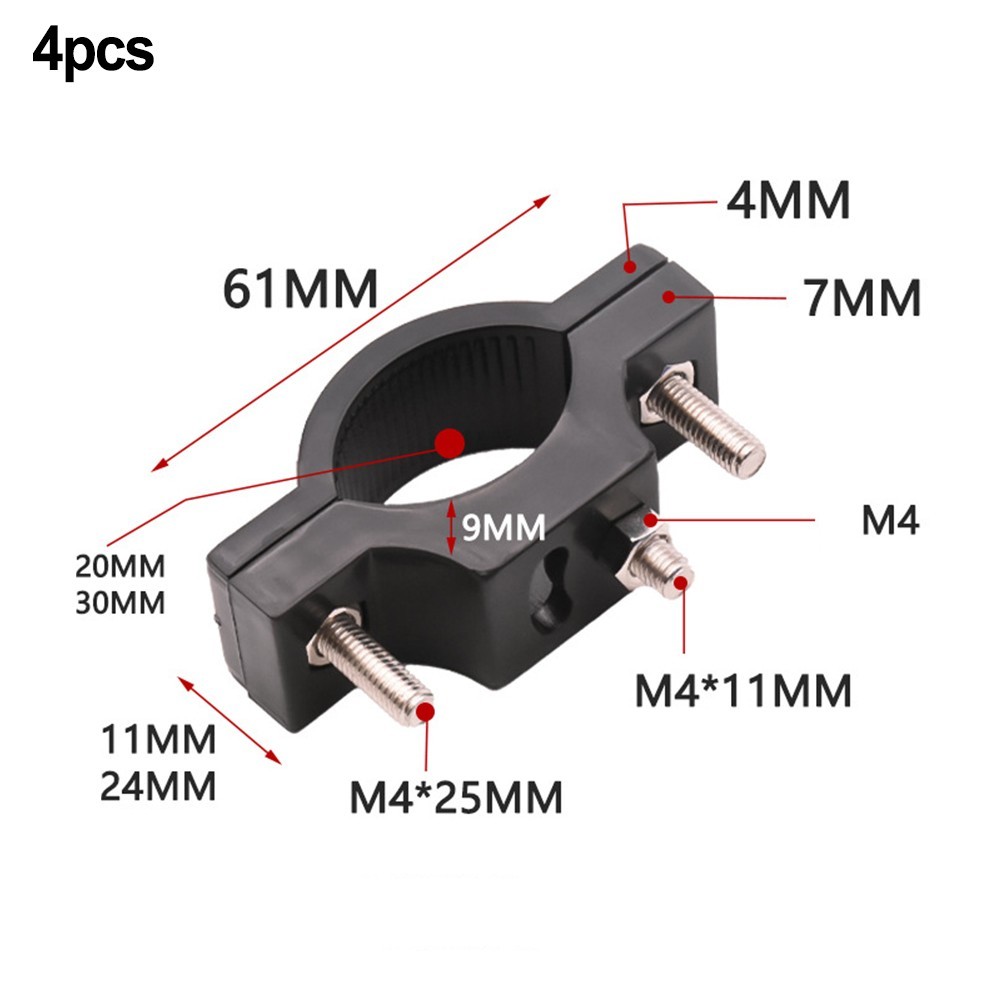 Modern and Functional Electric Bicycle Light Mounting Clamps Pack of 4