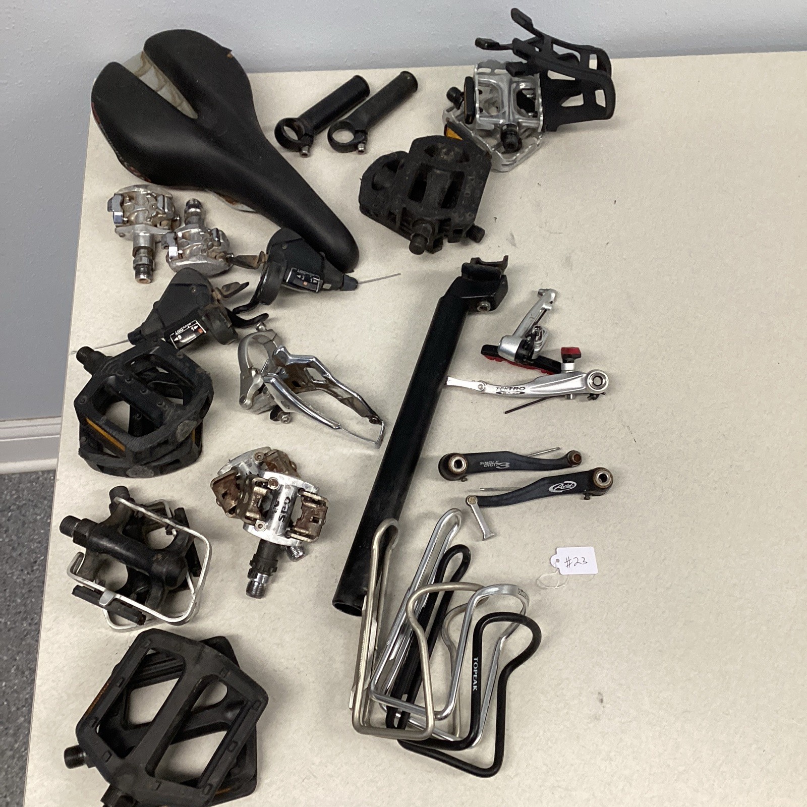 Lot Of Assorted Bicycle Parts – Derailleur, Brakes, Saddle, Pedals, etc. #23