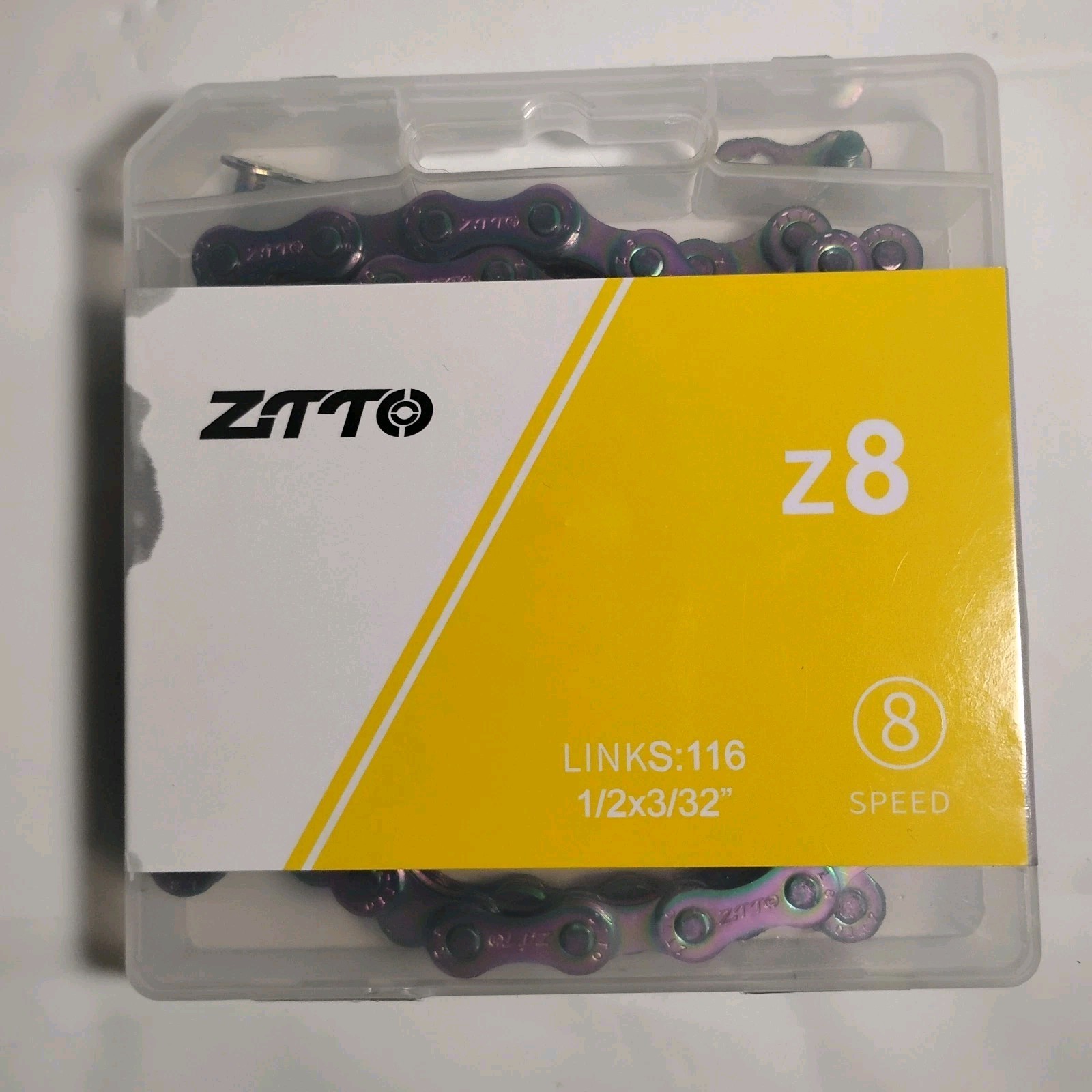 ZTTO Z8 Bicycle Chain. 8 Speed. 1/2 X 3/32 116 Links W/ One Spare Link.