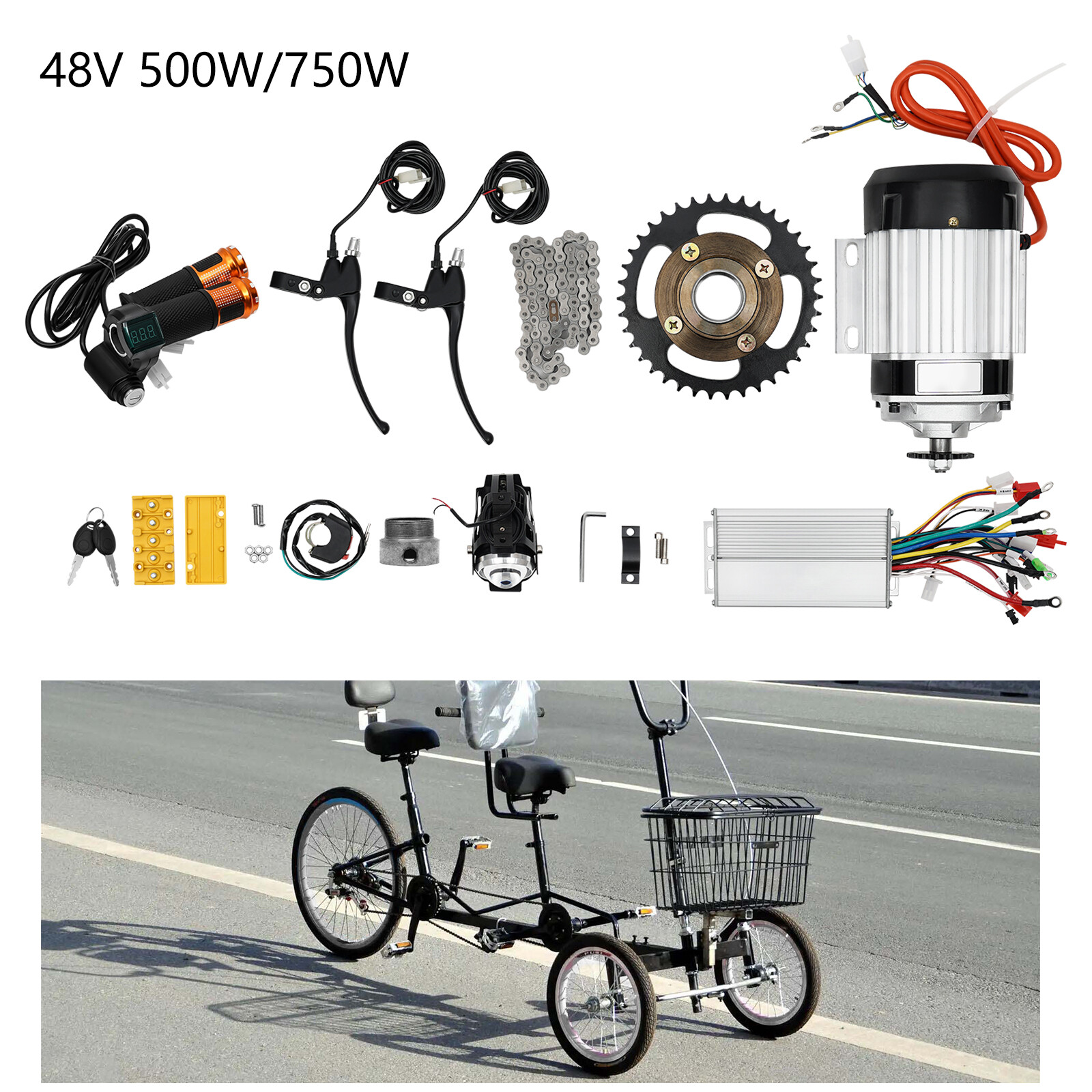 48V 500W Electric Bicycle Bike Tricycle Rickshaw Brushless Motor Controller Kit