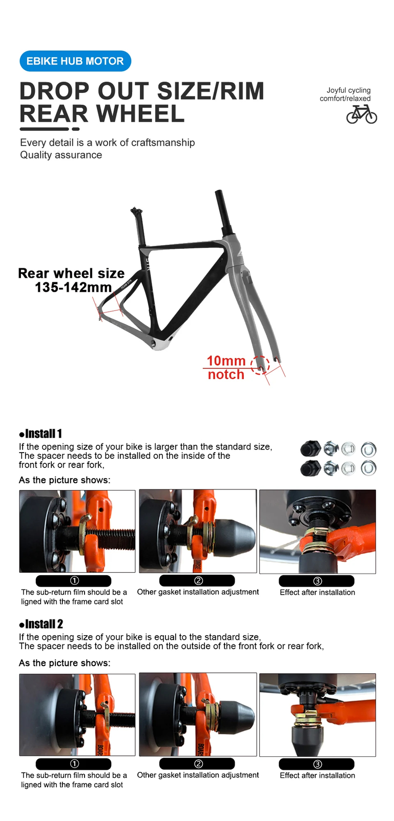 48V 2000W Mountain E-bicycle Brushless Non-gear Rear Hub Motor Dropout 135-142mm