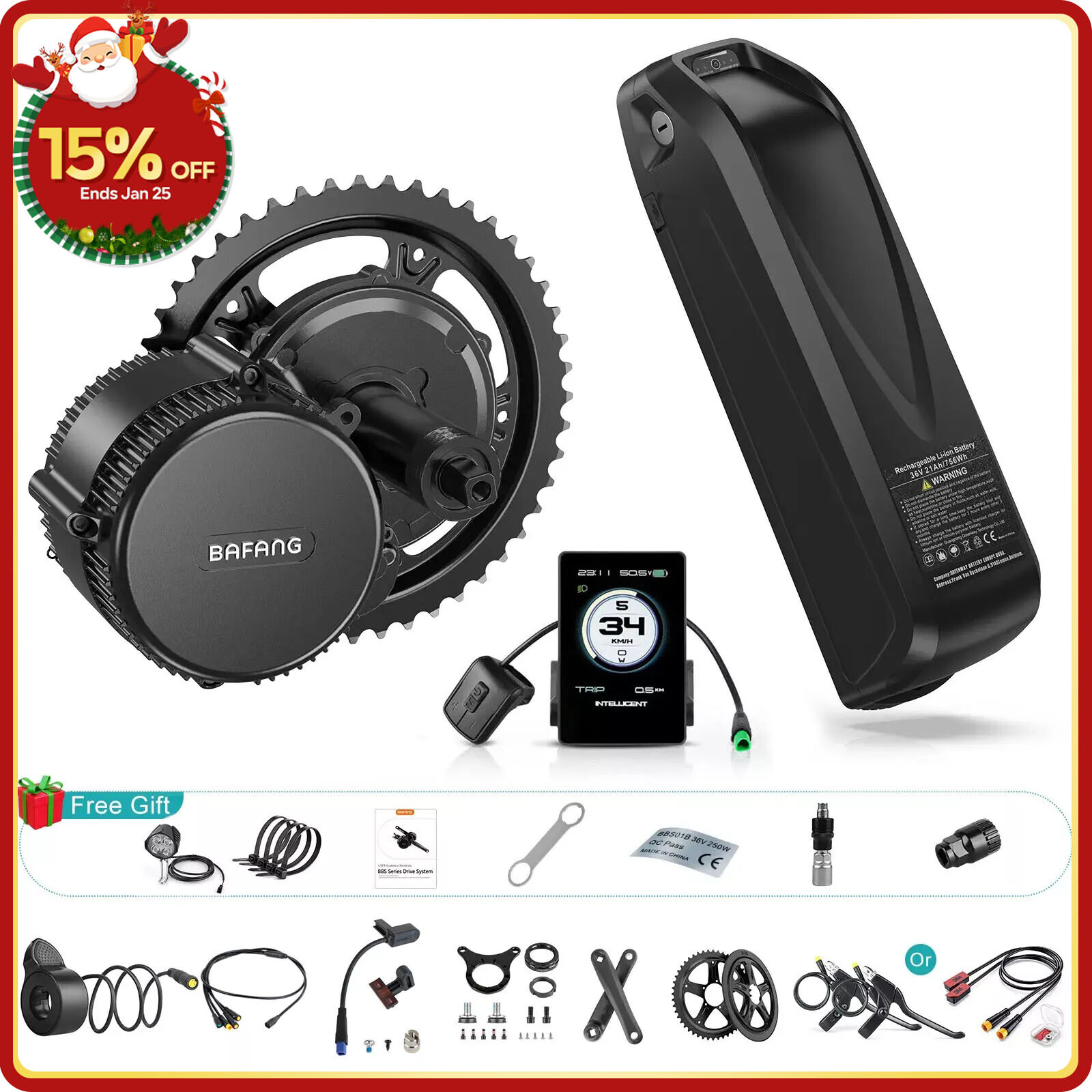 Bafang 48V750W68mm Electric Bike Mid Motor Kit BBS02 DIY Conversion Motor Kit