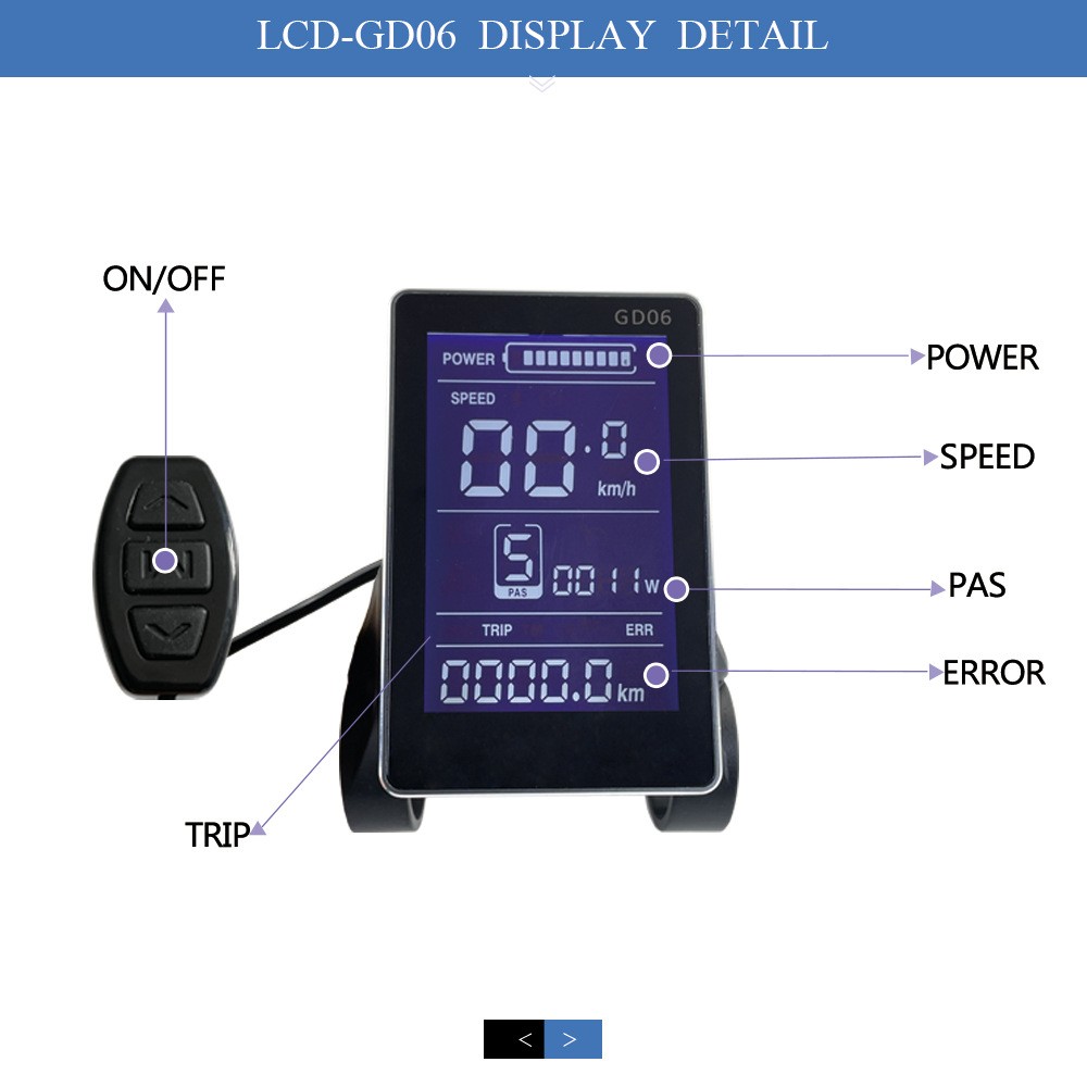 GD06 E – Bike LCD Display | 36V/48V Waterproof, SM Plug, Real – Time Speed.