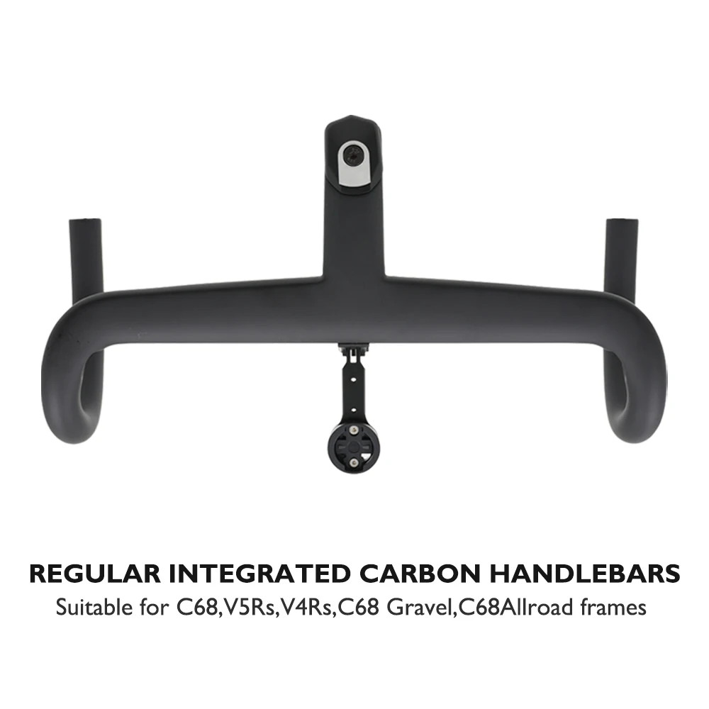 Carbon Fiber Road Gravel Bike Integrated Handlebar with Computer Mount 370-430mm