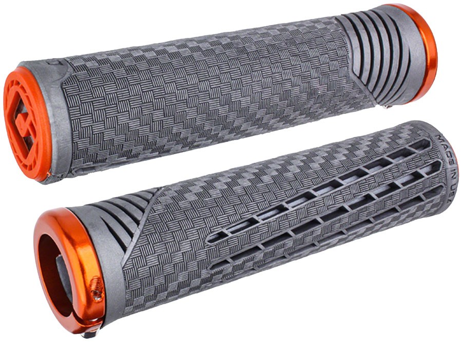 ODI CF V2.1 Grips – Gray/Orange, Lock-On