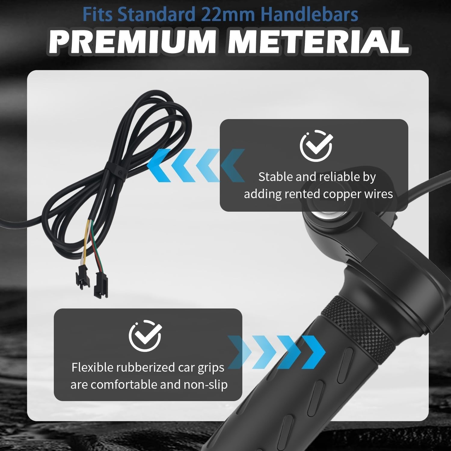 Full Twist Throttle Ebike Grip with 2 Keys,Rubber Ebike Throttle for Speed Co…