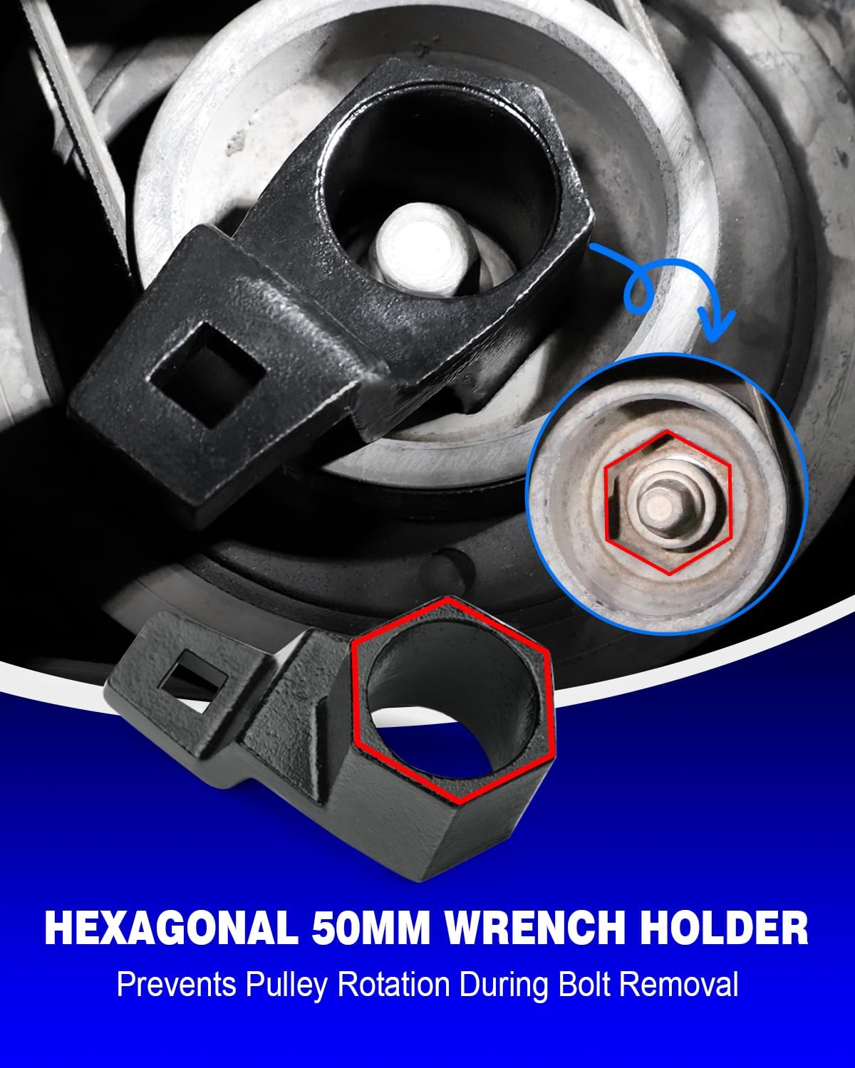 19mm 50mm Harmonic Balancer Socket Crank Pulley Wrench Set 2 Piece Socket