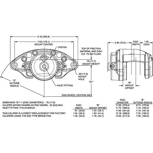 Wilwood Caliper GM D52 – Piston – 2.75in Piston – 1.00 Rotor
