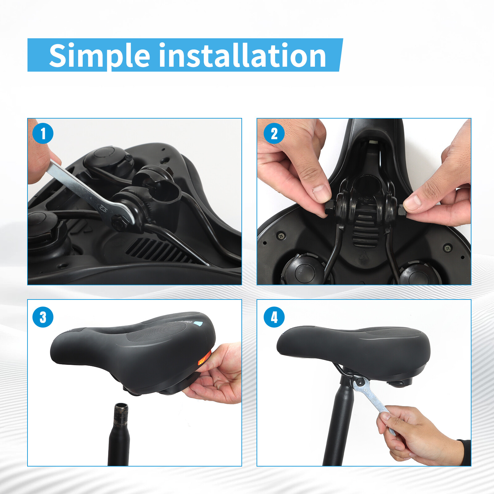 Bike Seat Bicycle Saddle Breathable Racing Cycling Comfort Cushion Pad Black