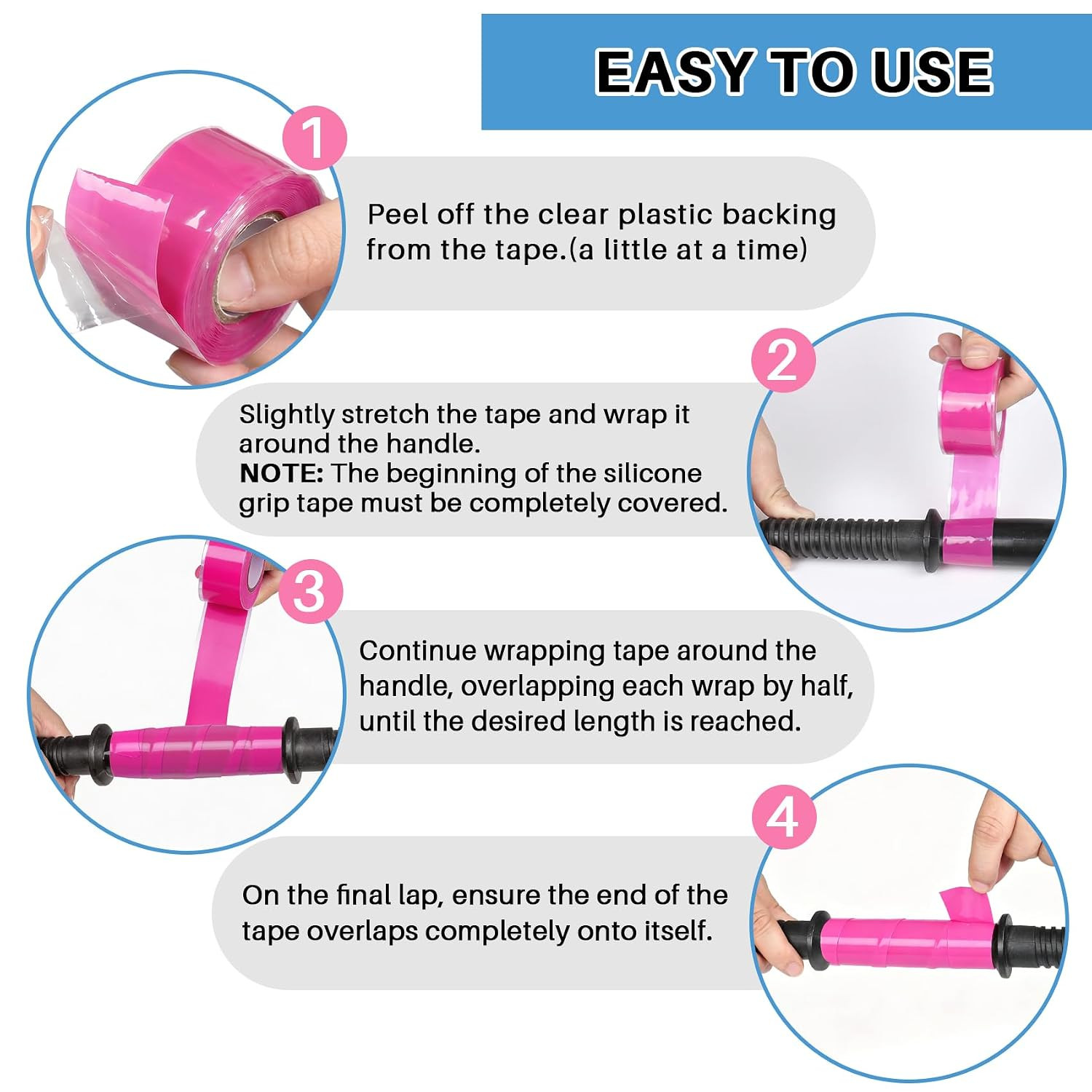 Silicone Grip Tape Rubber Pole Wrap Grip Tape with Residue-Free and Strong Grip