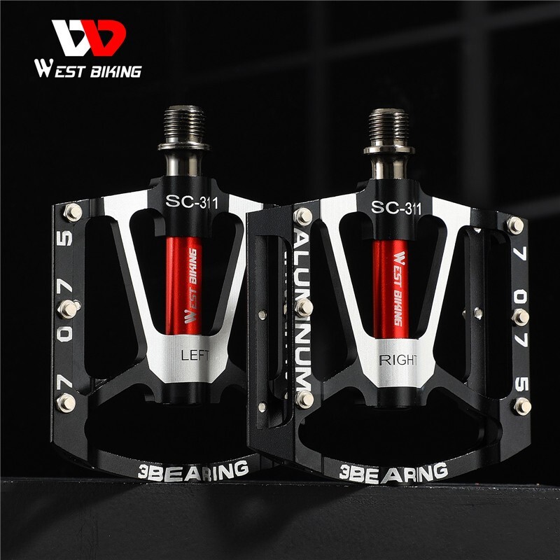 WEST BIKING 3 Sealed Bearing Bicycle Pedals Aluminum Bike Pedals Black 9/16 in