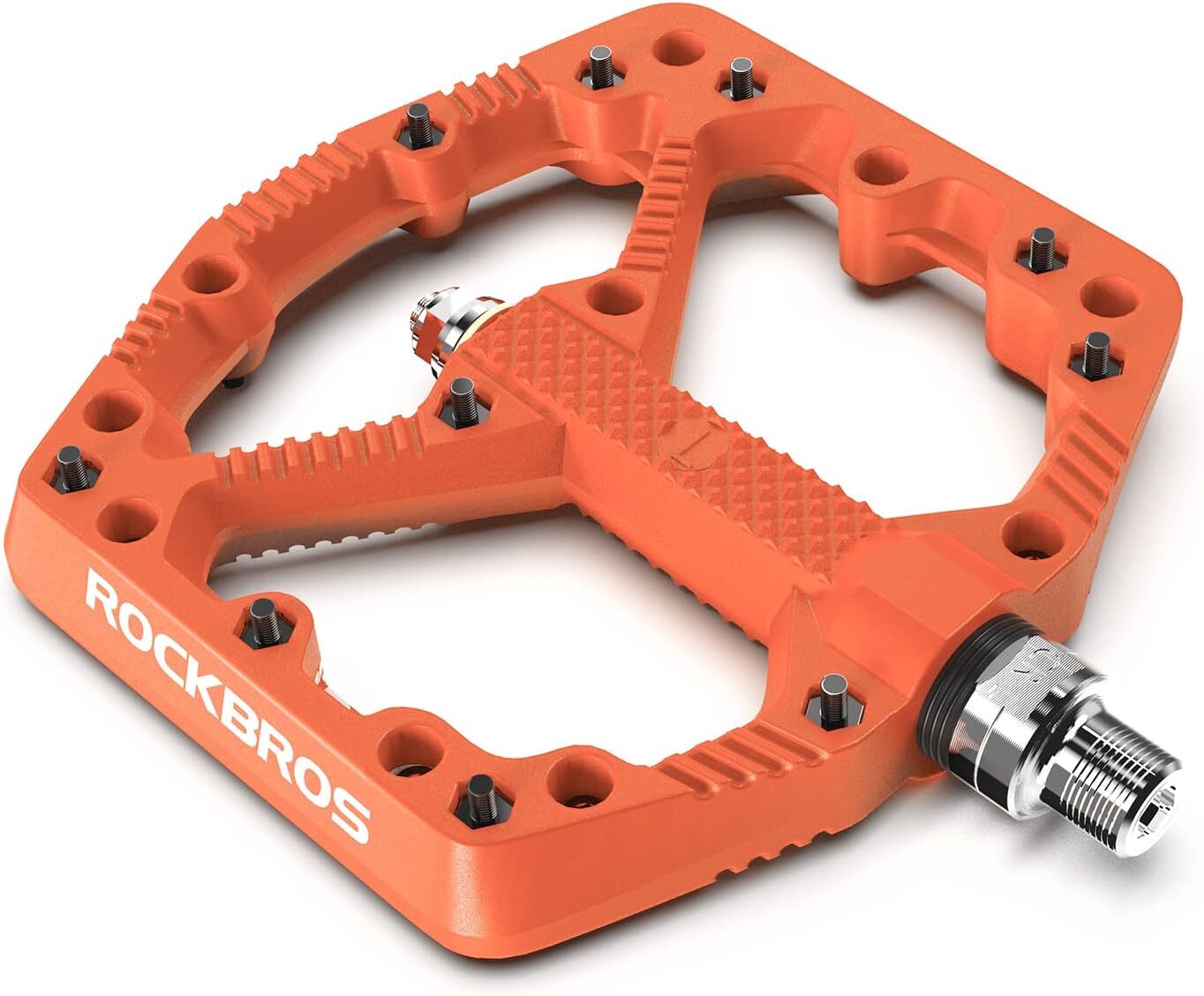 ROCKBROS MTB Bicycle Flat Nylon Pedals Orange Fiber Bicycle Platform Pedals 9/16