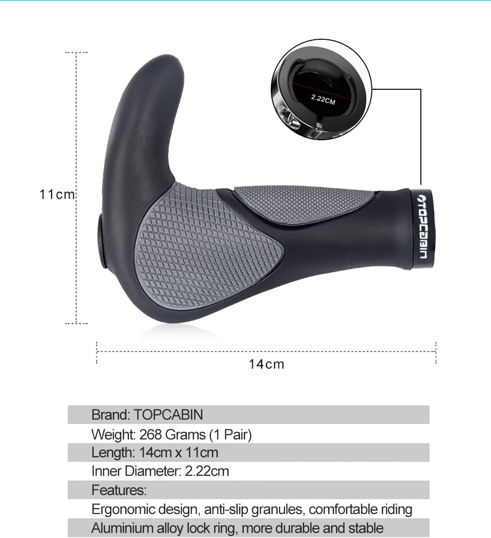 Stylish & Durable Bike Handlebar Grips with Plastic End Caps – Black & Grey